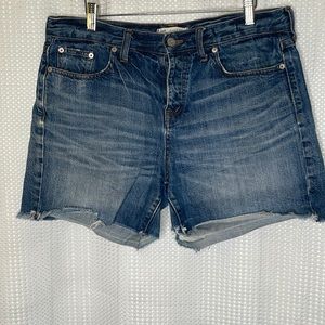 Madewell The Perfect Jean Shorts Button Fly Distressed Cut Off High Rise Sz 29